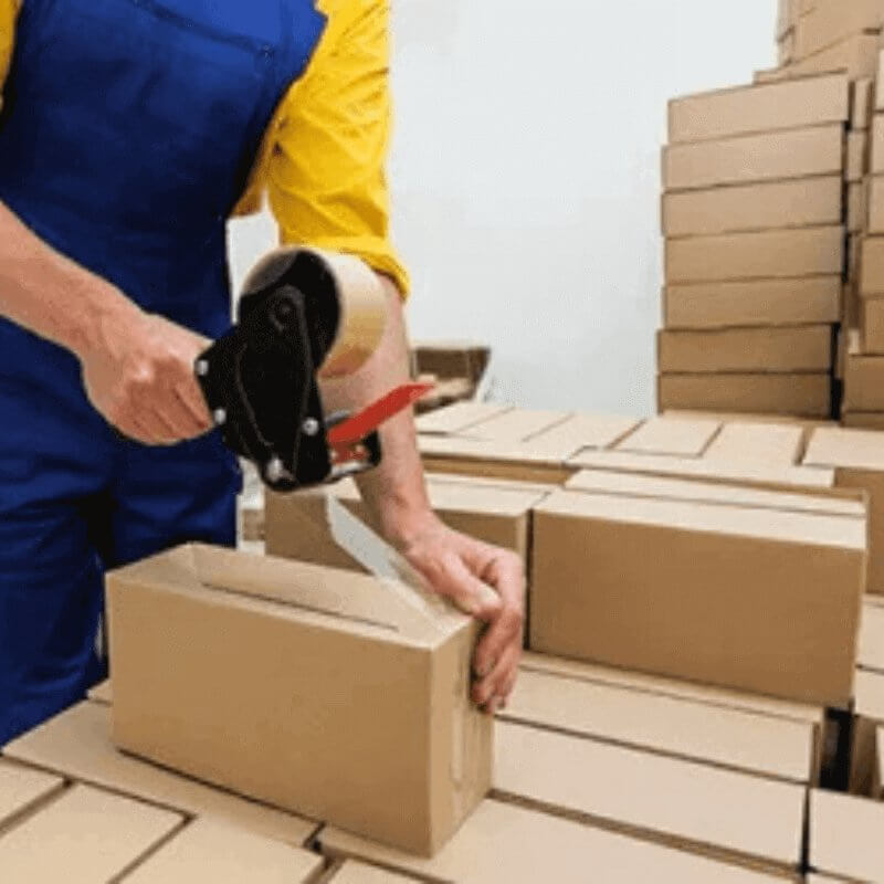 A person is carrying a package / box.