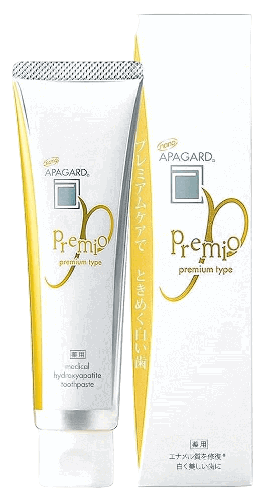 APAGARD® PREMIO, Sangi's Nano-Hydroxyapatite Toothpaste for Naturally Whiter Teeth 105g / 3.7 Oz, Pack of 2