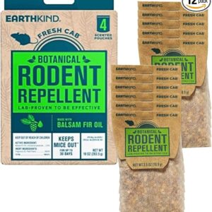fresh cab botanical rodent repellent, natural rodent repellent, mice repellent pouches, eco friendly rodent control, mouse repellent for home, 12 scent pouches, patio and garden products