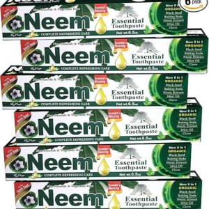neem essential toothpaste, neem toothpaste 5 in 1 formula, herbal toothpaste, neem oral care toothpaste, fluoride free toothpaste, 6 pack toothpaste, amazon health supplements
