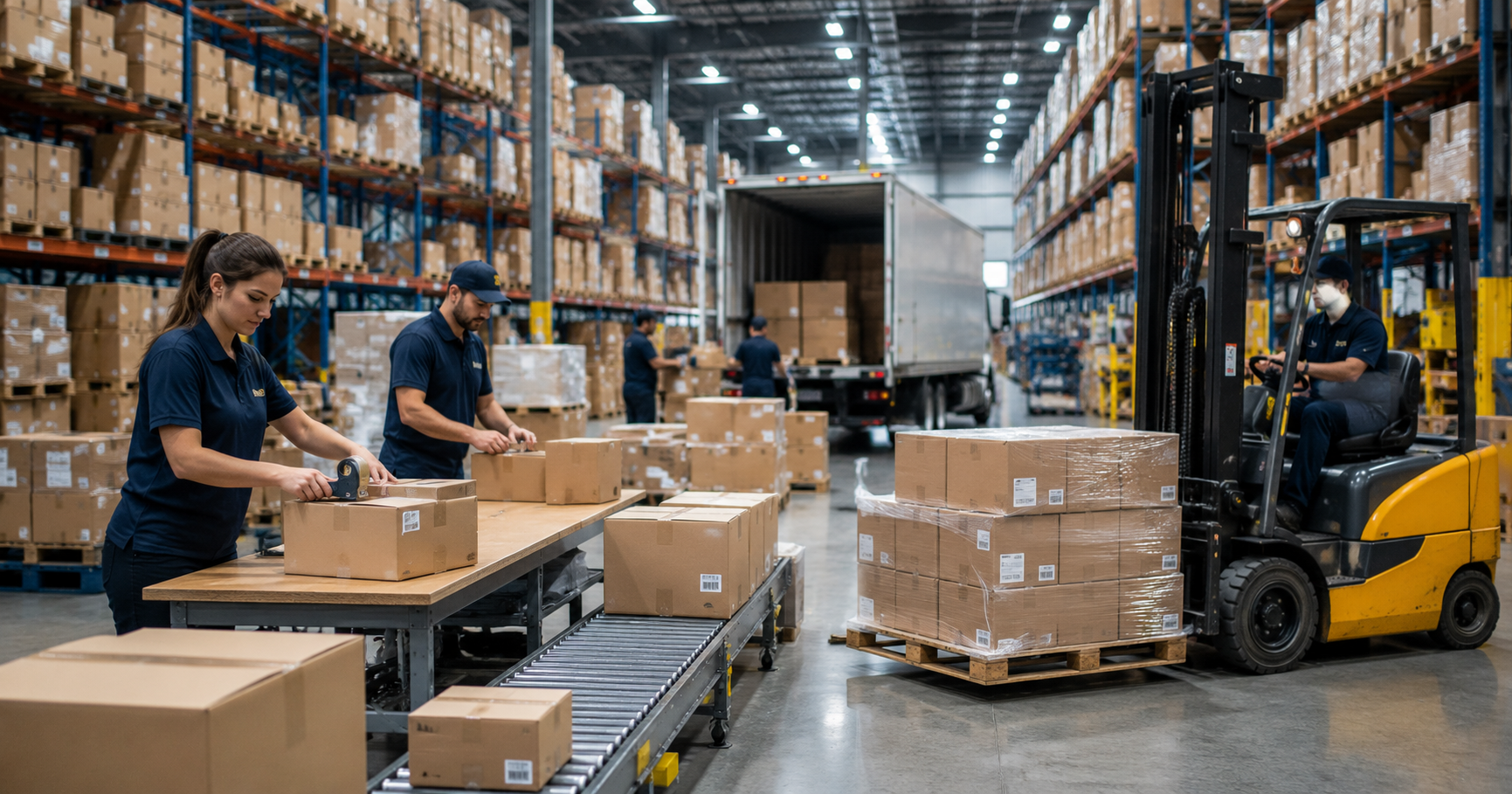 Same-Day Distribution with fast fulfillment services, quick inventory supply, and rapid wholesale solutions in a modern warehouse